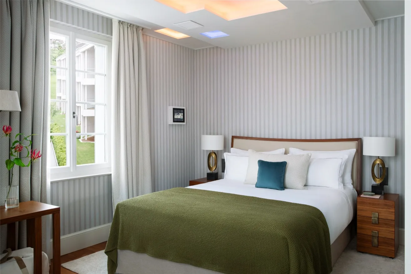Chenot Palace Weggis – Nest Room Bed window view
